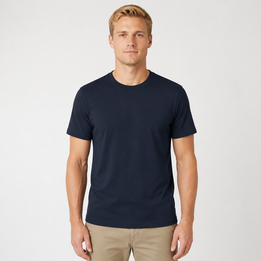 Men's Classic Peruvian Interlock Pima Cotton Crew Neck Tee Navy