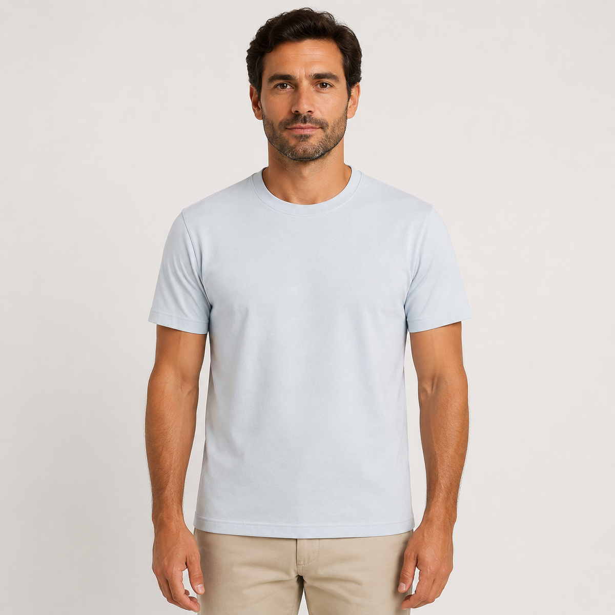 Men's Classic Peruvian Interlock Pima Cotton Crew Neck Tee Sky Blue