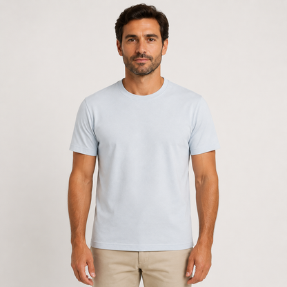 Men's Classic Peruvian Interlock Pima Cotton Crew Neck Tee Sky Blue