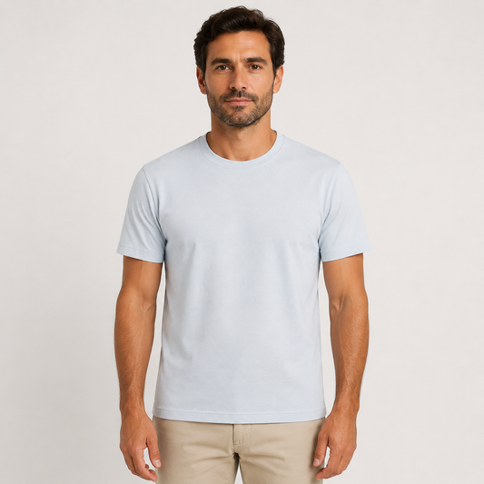 Men's Classic Peruvian Interlock Pima Cotton Crew Neck Tee Sky Blue