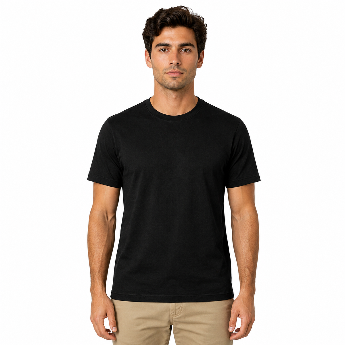 Men's Classic Peruvian Interlock Pima Cotton Crew Neck Tee Sky Black
