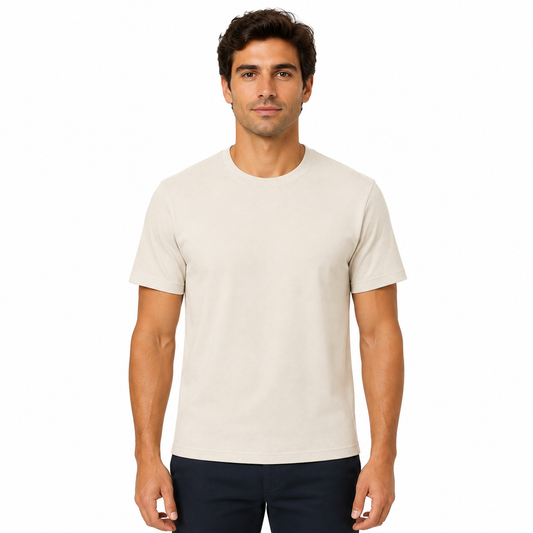 Men's Classic Peruvian Interlock Pima Cotton Crew Neck Tee Sky Ivory