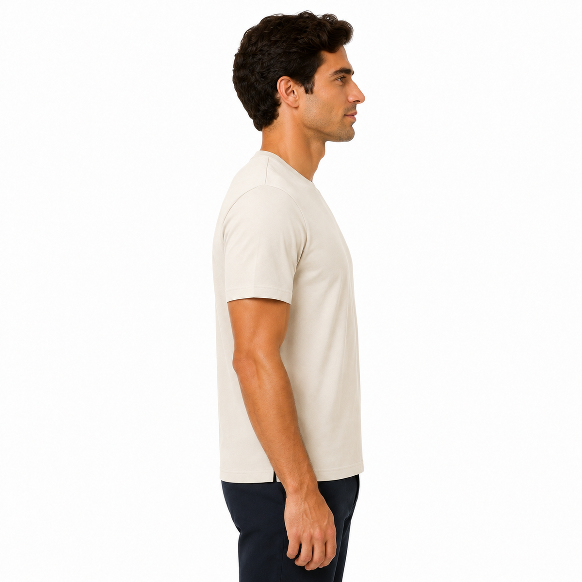 Men's Classic Peruvian Interlock Pima Cotton Crew Neck Tee Sky Ivory