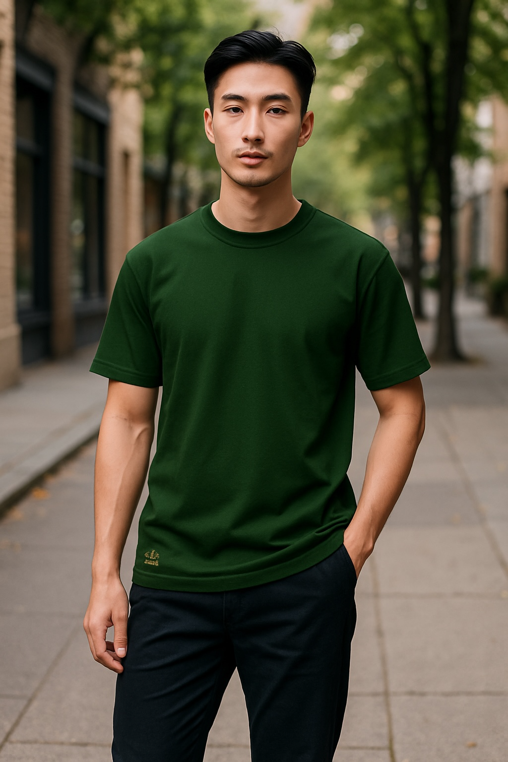 Men's Short Sleeve Crew Neck Pima Cotton Jersey Green