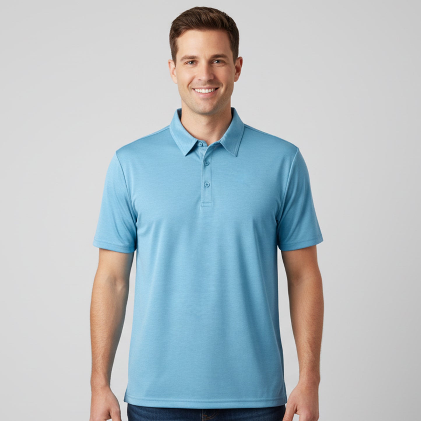 Men's Short Sleeve Golf Polo – Pima Cotton Blend in Aqua