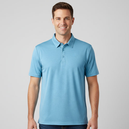 Men's Short Sleeve Golf Polo – Pima Cotton Blend in Aqua