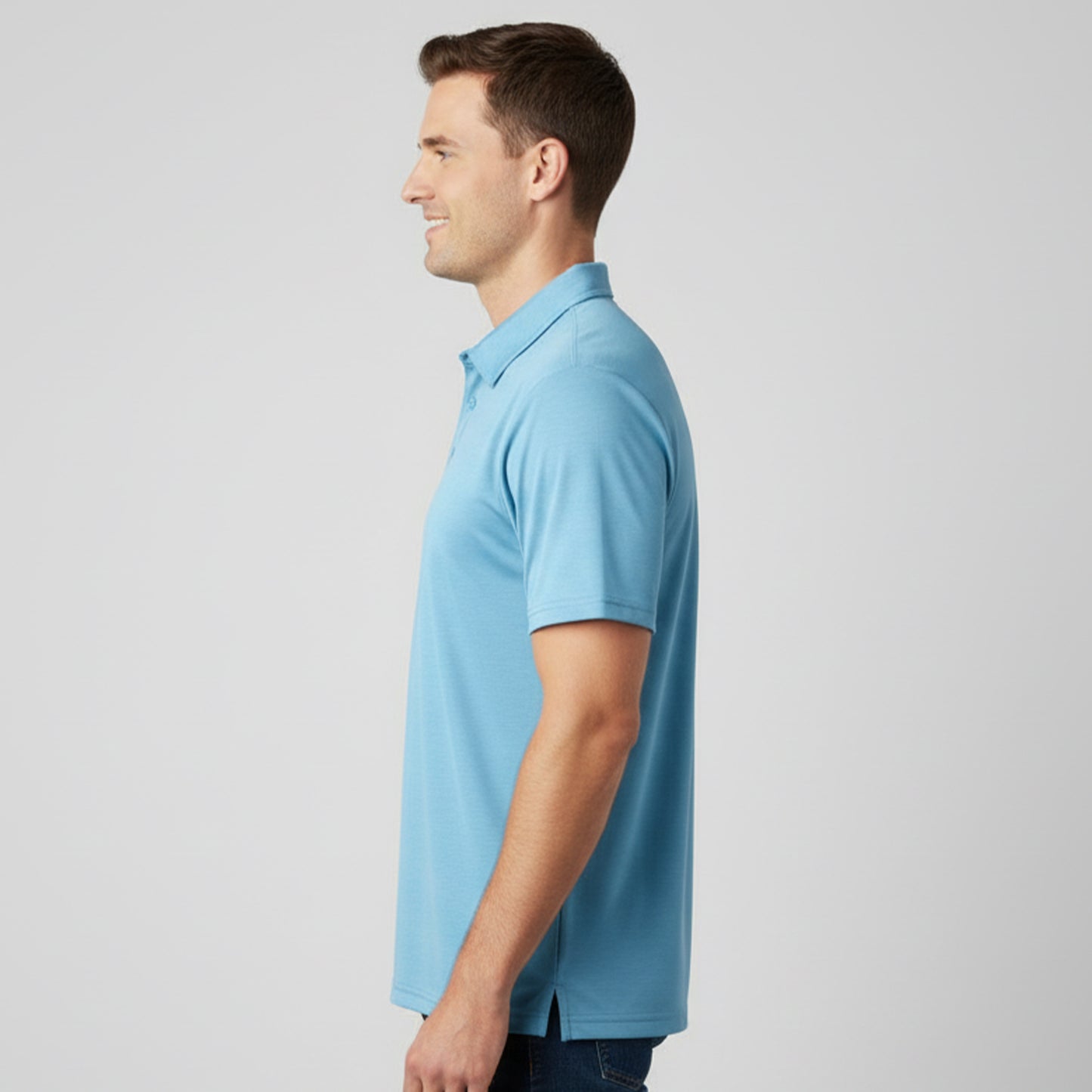 Men's Short Sleeve Golf Polo – Pima Cotton Blend in Aqua