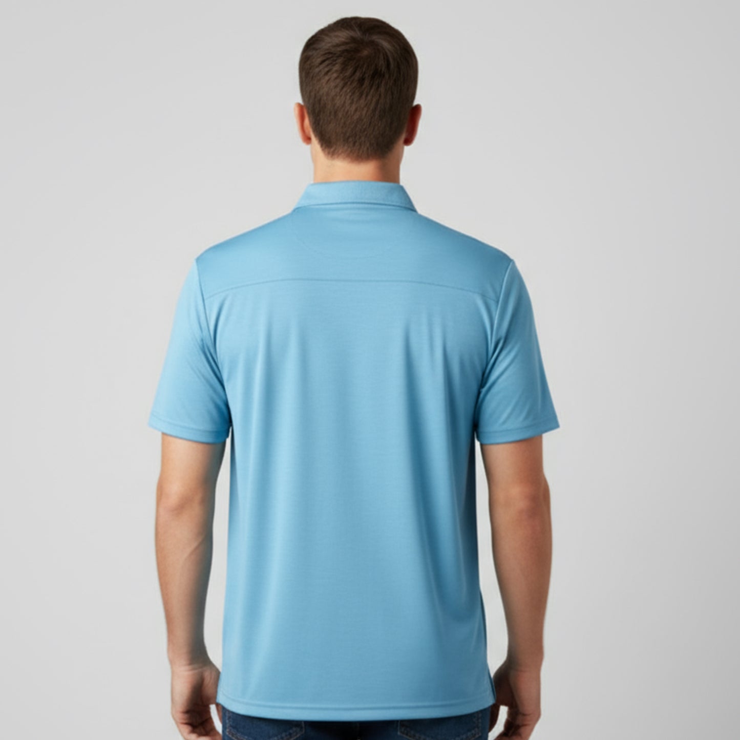 Men's Short Sleeve Golf Polo – Pima Cotton Blend in Aqua