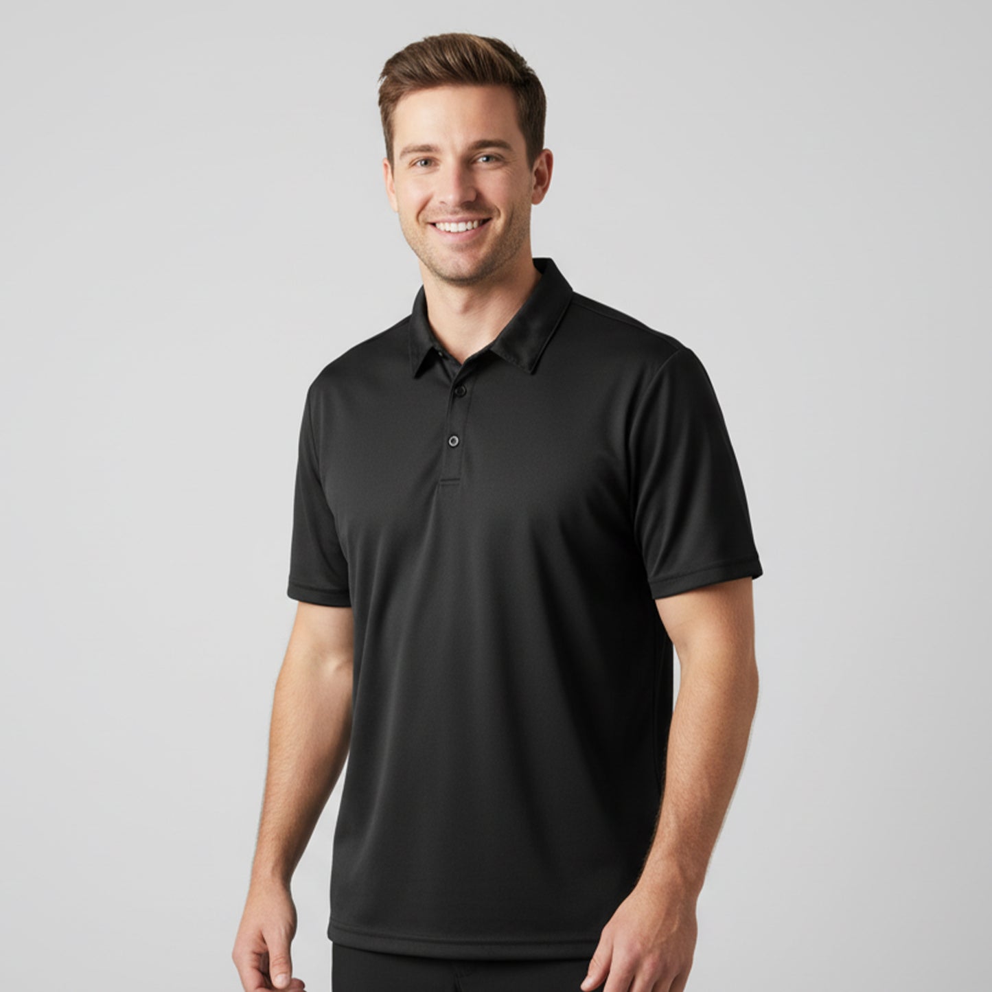 Men's Short Sleeve Golf Polo – Pima Cotton Blend in Black
