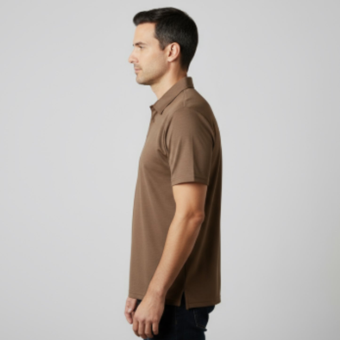 Men's Short Sleeve Golf Polo – Pima Cotton Blend in Camel