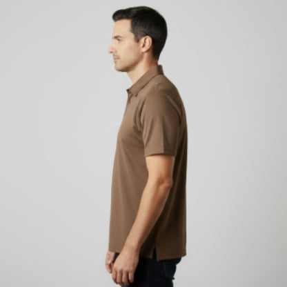 Men's Short Sleeve Golf Polo – Pima Cotton Blend in Camel