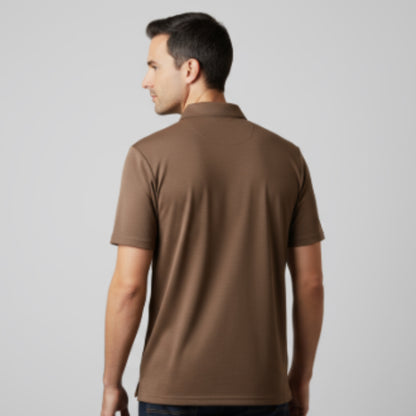 Men's Short Sleeve Golf Polo – Pima Cotton Blend in Camel