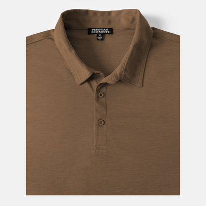 Men's Short Sleeve Golf Polo – Pima Cotton Blend in Camel