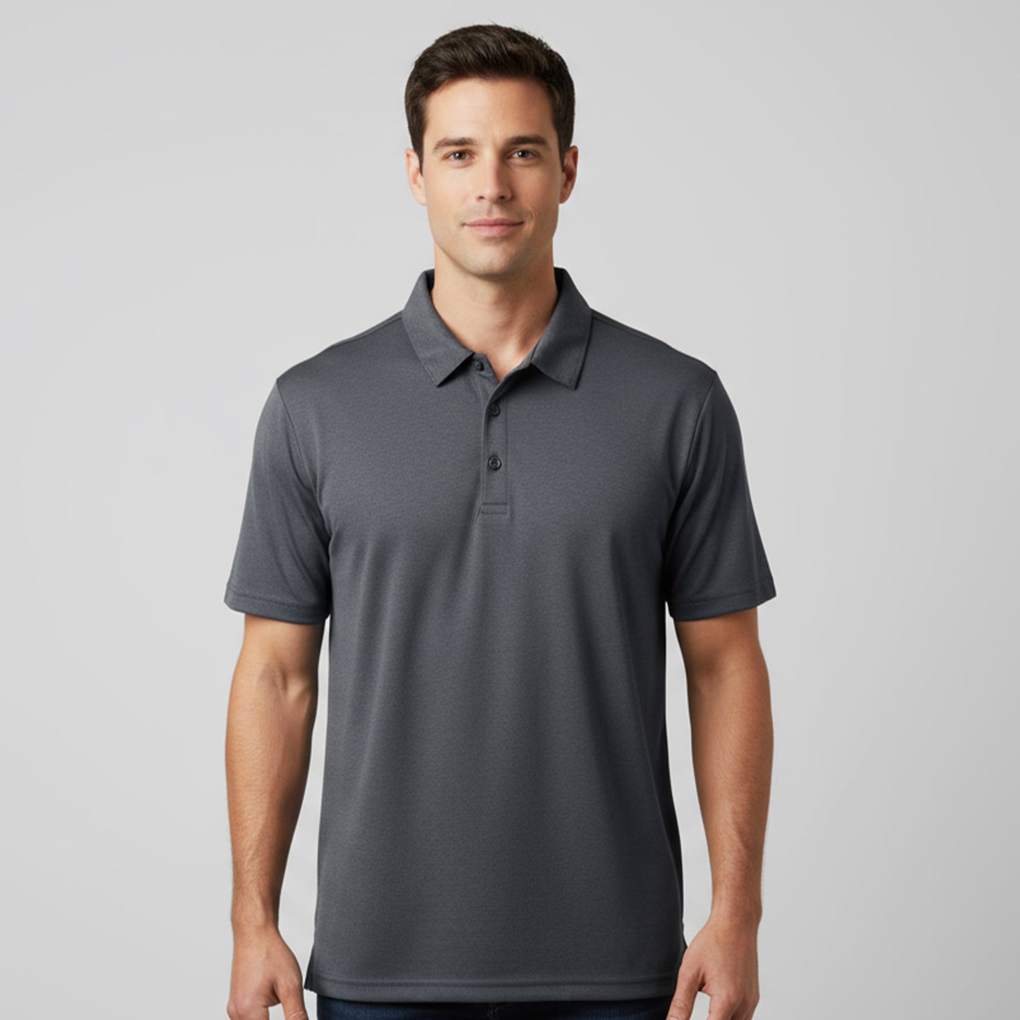Men's Short Sleeve Golf Polo – Pima Cotton Blend in Charcoal