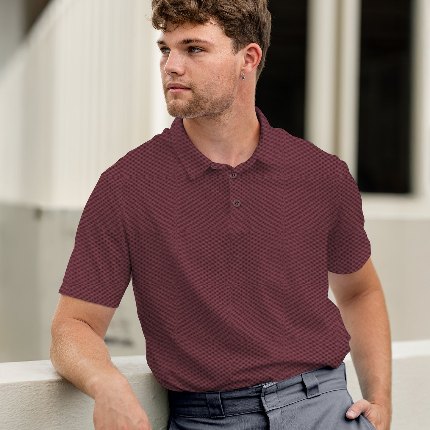 Men's Short Sleeve Golf Polo – Pima Cotton Blend in Mulberry