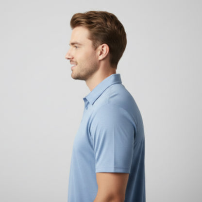 Men's Short Sleeve Golf Polo – Pima Cotton Blend in Steel
