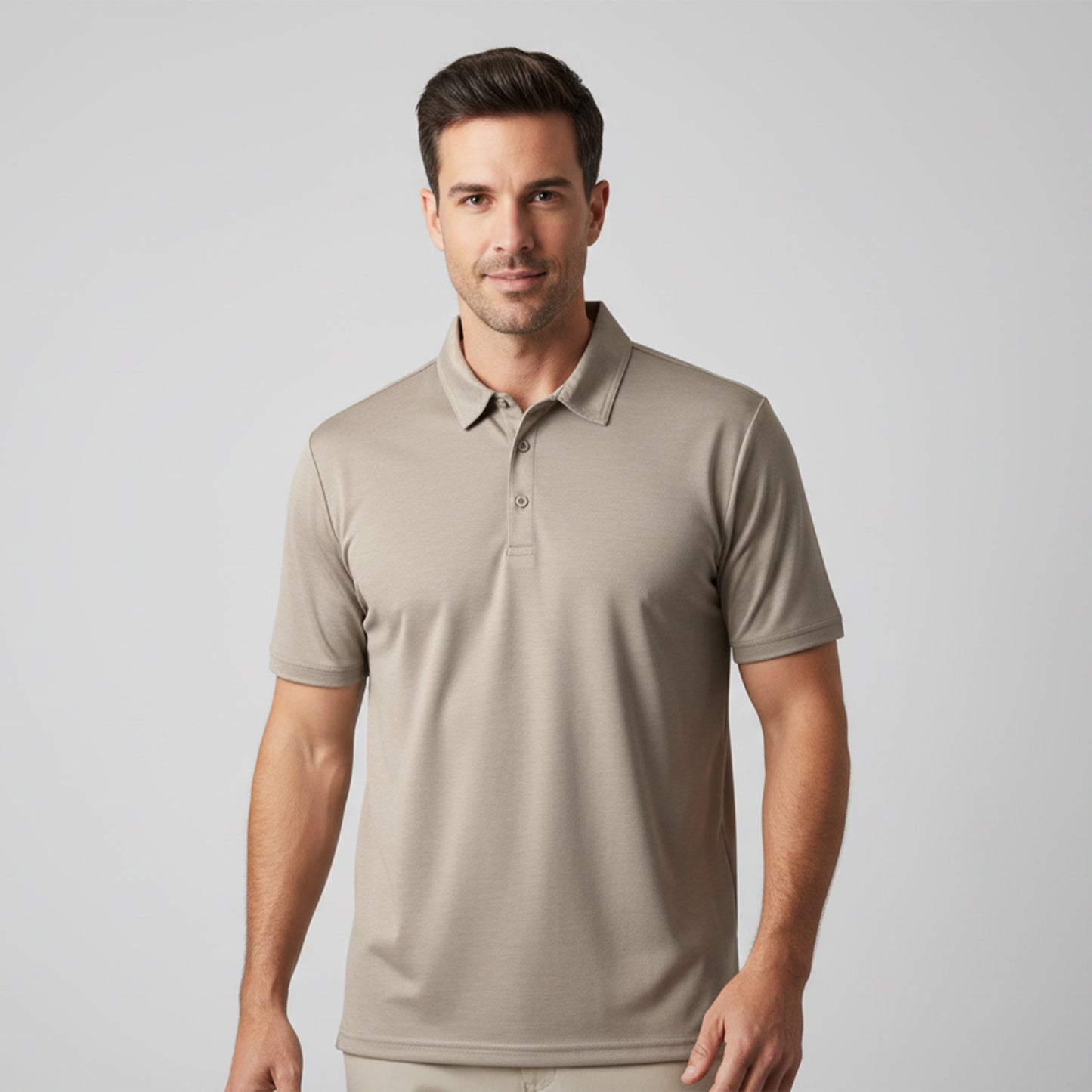 Men's Short Sleeve Golf Polo – Pima Cotton Blend in Taupe