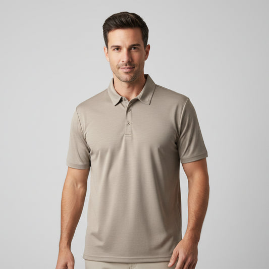 Men's Short Sleeve Golf Polo – Pima Cotton Blend in Taupe