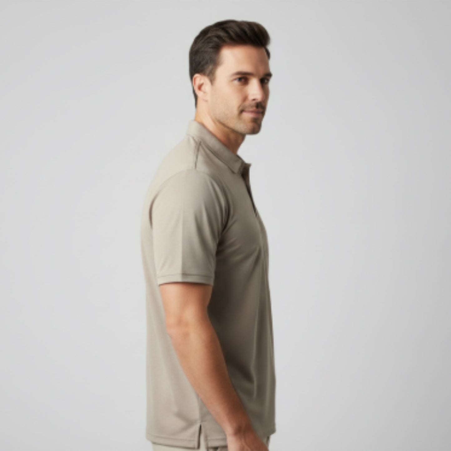 Men's Short Sleeve Golf Polo – Pima Cotton Blend in Taupe
