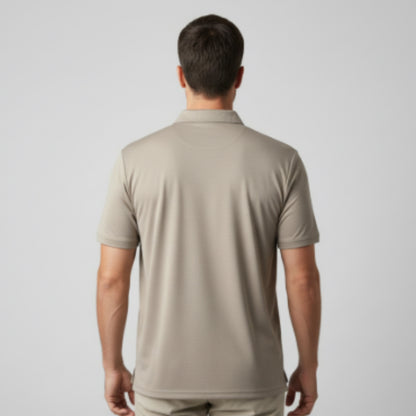 Men's Short Sleeve Golf Polo – Pima Cotton Blend in Taupe