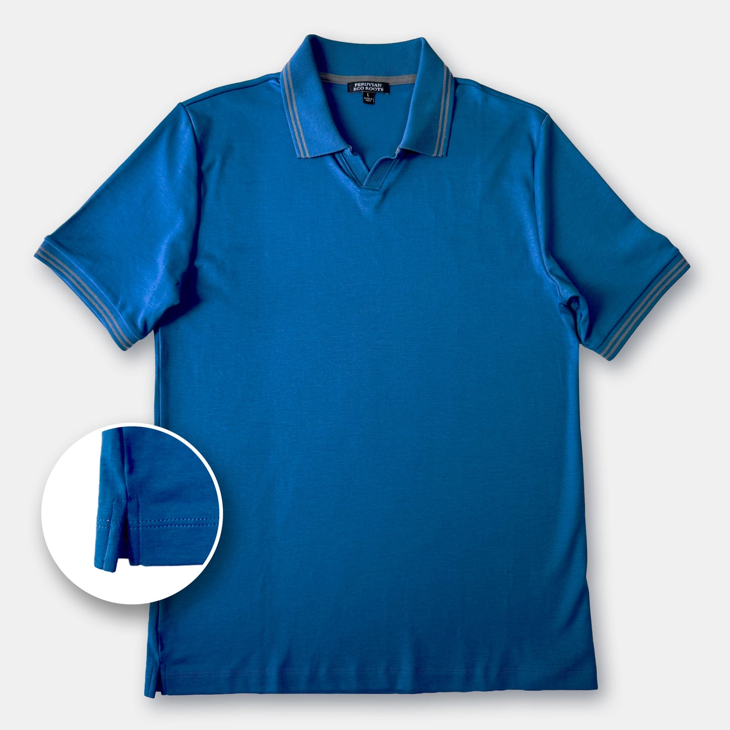 Interlock-Pima Cotton Polo Shirt Men’s Royal Blue Ribbed Collar and Sleeves