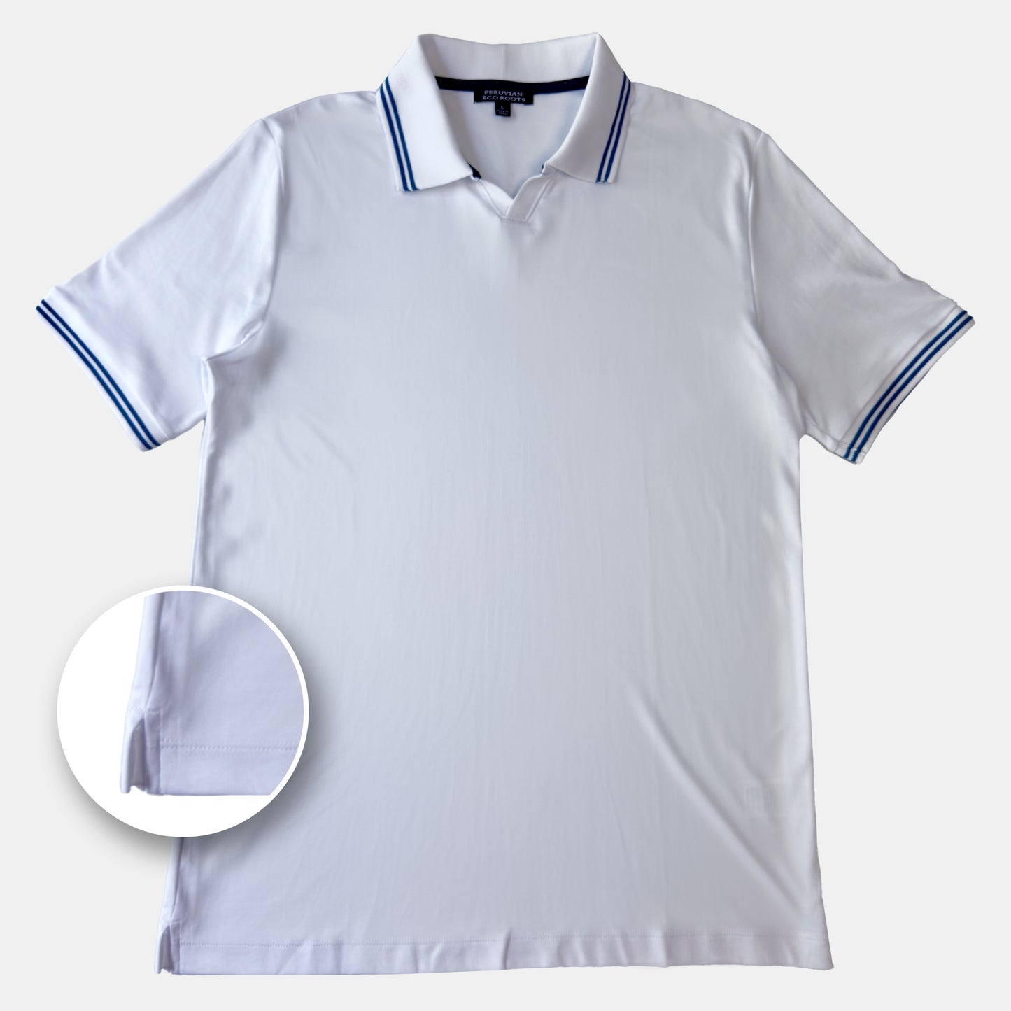 Interlock-Pima Cotton Polo Shirt Men’s White Ribbed Collar and Sleeves