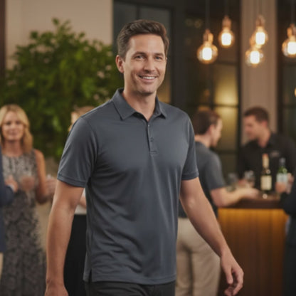 Men's Short Sleeve Golf Polo – Pima Cotton Blend in Charcoal