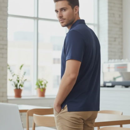 Men's Short Sleeve Golf Polo – Pima Cotton Blend in Navy