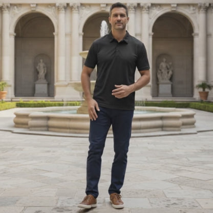 Men's Short Sleeve Golf Polo – Pima Cotton Blend in Black