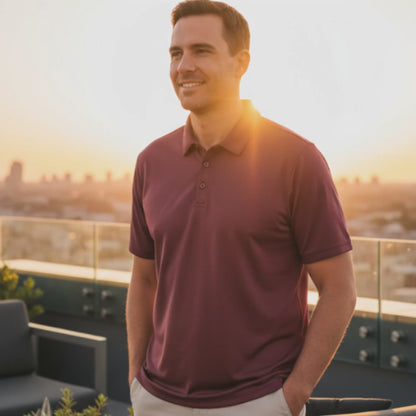 Men's Short Sleeve Golf Polo – Pima Cotton Blend in Mulberry