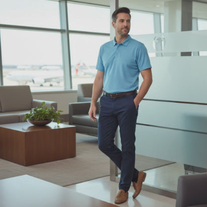 Men's Short Sleeve Golf Polo – Pima Cotton Blend in Aqua